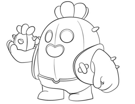 Desenho de Spike Brawl Stars Imprimível para crianças para Colorir