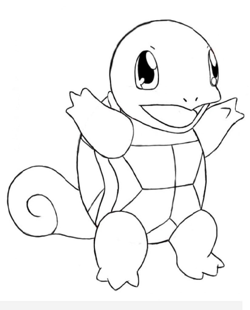Desenho de Squirtle Grátis para Imprimir e Colorir