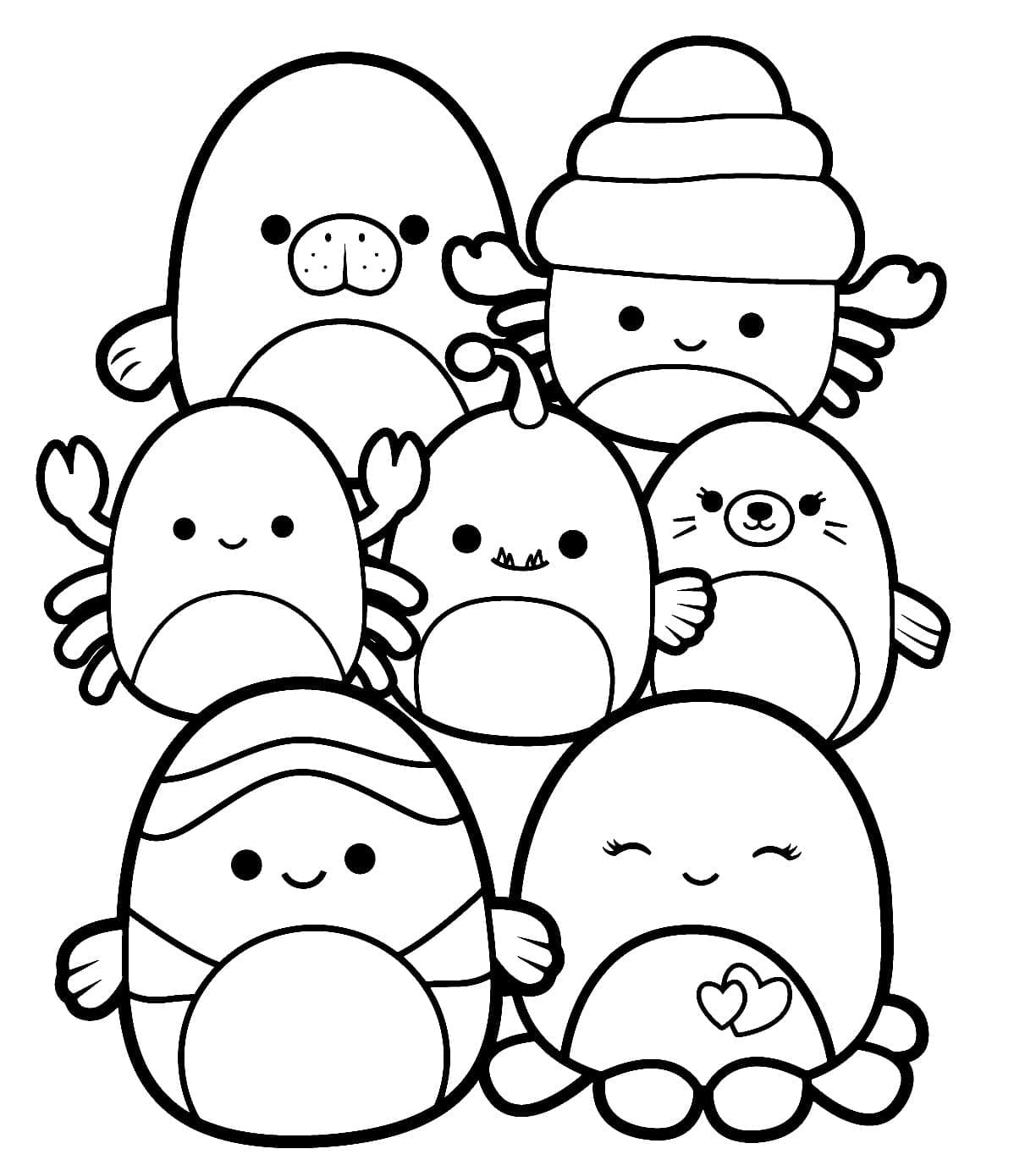 Desenho de Squishmallow Imprimivel Grátis para Crianças para Colorir