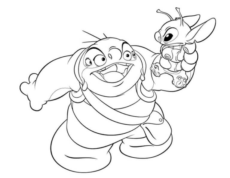 Desenho de Jamba e Stitch para Imprimir e Colorir
