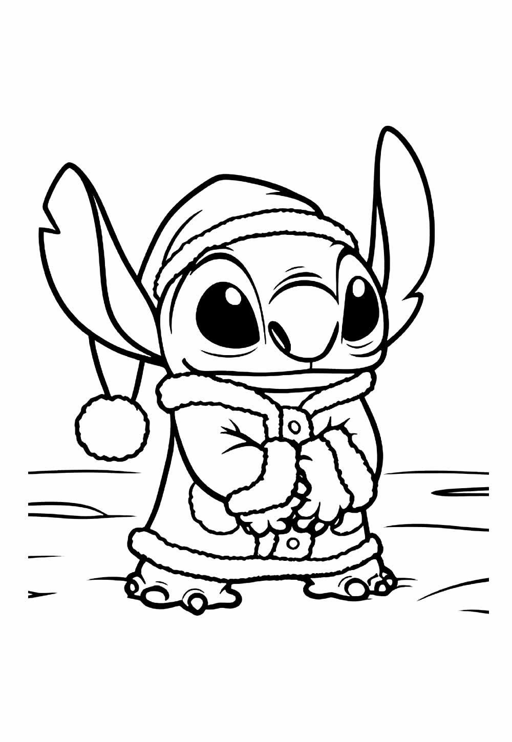 Desenho de Stitch Roupa Natalina para Colorir
