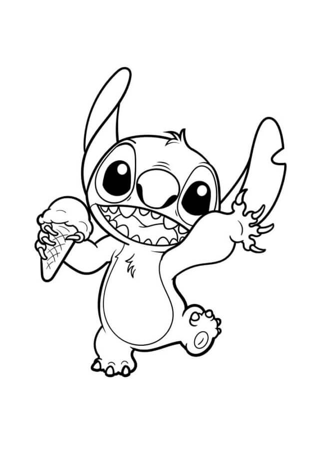 Desenho de Stitch Tomando Soverte para Colorir