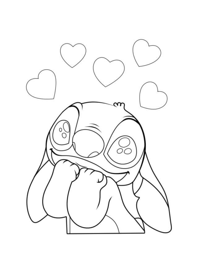 Desenho do Stitch Apaixonado para Colorir