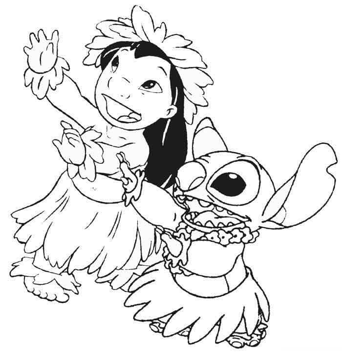 Desenho do Stitch Aprendendo a Dançar para Colorir