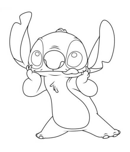 Desenho do Stitch Fazendo Careta para Imprimir e Colorir