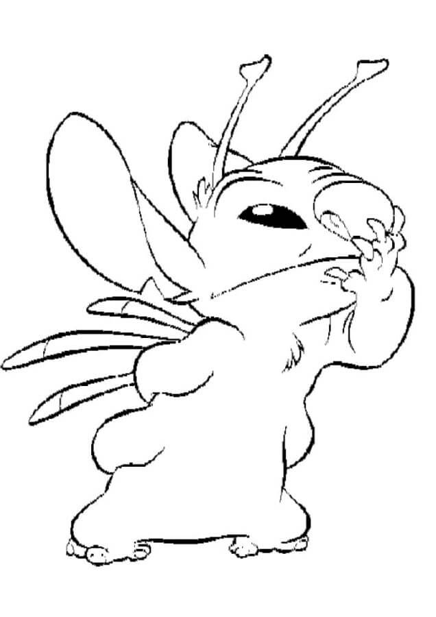 Desenho do Stitch Pensando para Imprimir e Colorir
