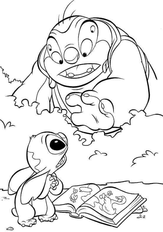 Desenho Stitch Bebê Azul para Colorir