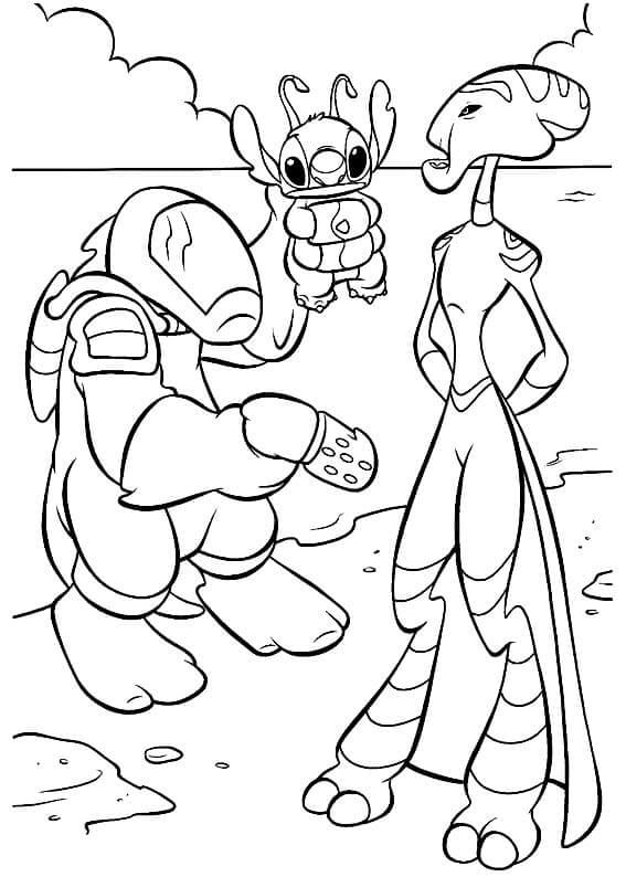 Desenho Stitch Capturado para Experimento Alienígena para Colorir