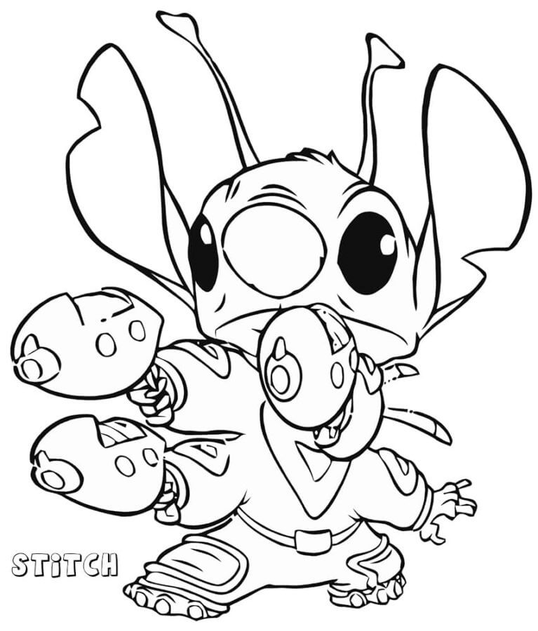 Imagem para Colorir do Stitch com Armas Laser