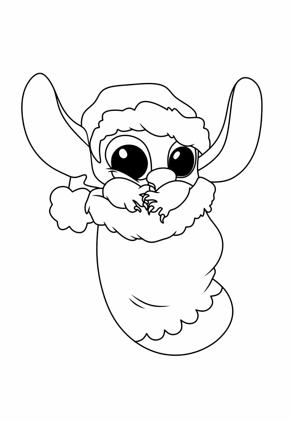 Imagens do Stitch Dentro de Meia de Natal para Colorir e Imprimir Grátis