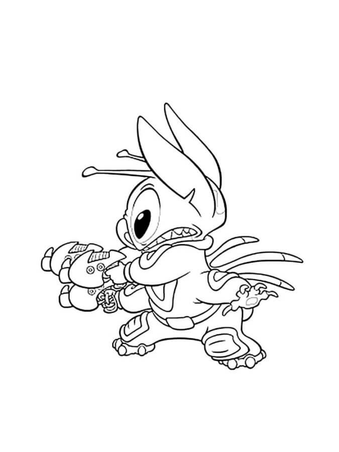 Stitch com Arma Laser para Colorir Gratuitamente