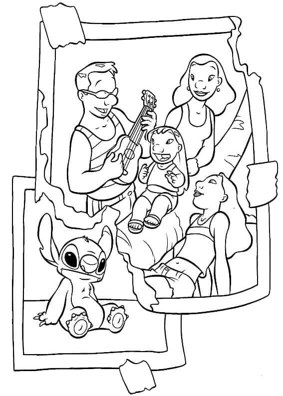 Stitch e Família para Pintar e Imprimir