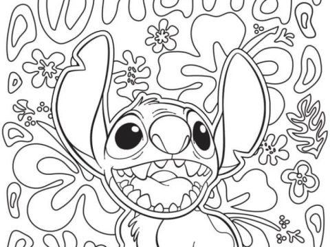 Stitch Muito Feliz para Imprimir e Colorir