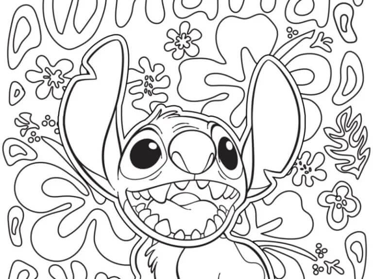 Stitch Muito Feliz para Imprimir e Colorir