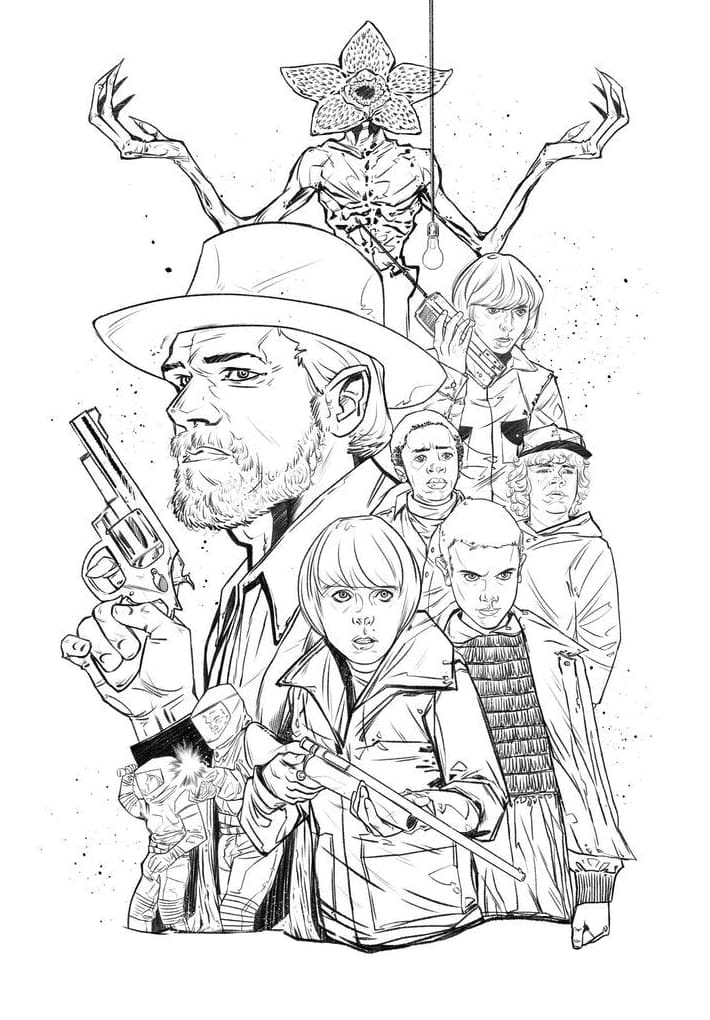 Desenho de Stranger Things para Colorir Download Pdf