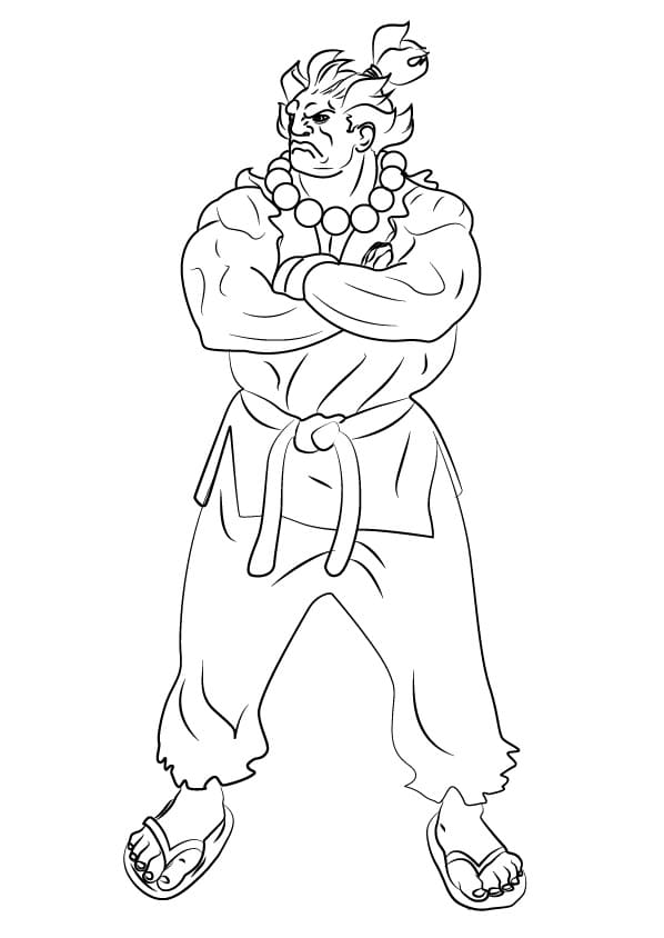 Desenho Akuma Street Fighter para Colorir