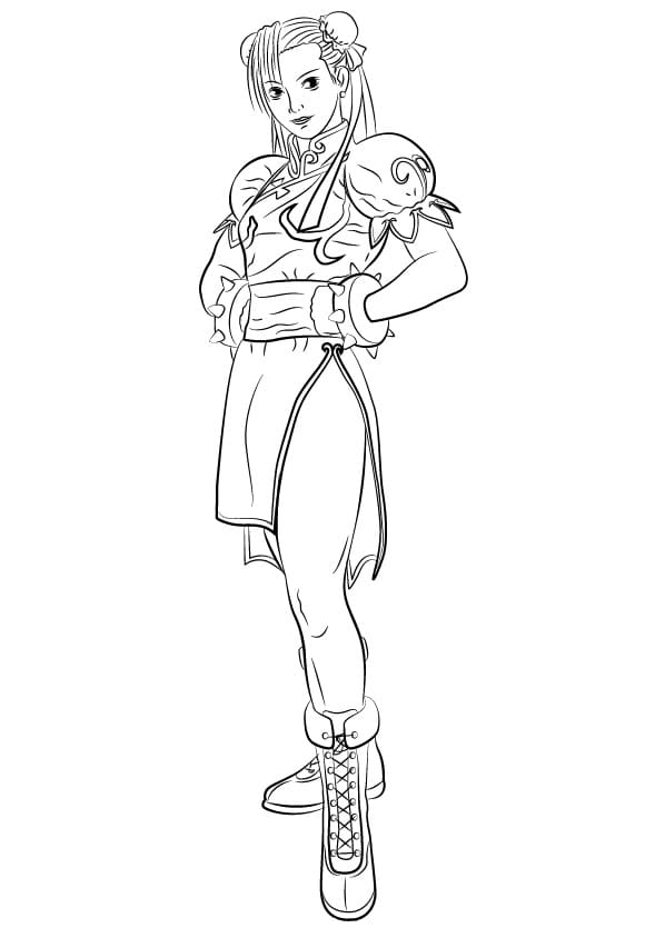 Desenho Chun Li de Street Fighter para Colorir