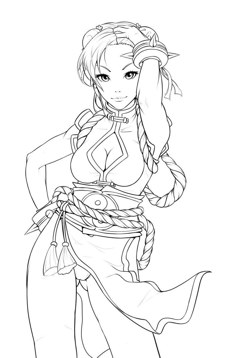 Desenho de Chun Li Street Fighter para Colorir
