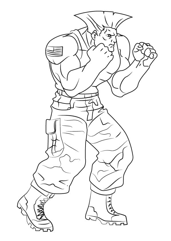Desenho de Guile Street Fighter para Colorir