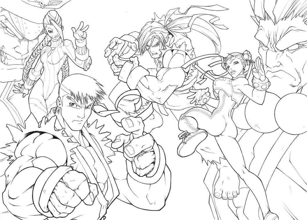 Desenho de Personagens de Street Fighter para Colorir