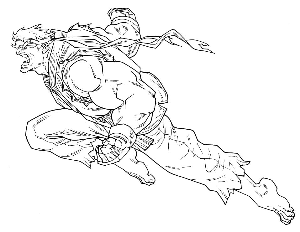 Desenho de Ryu de Street Fighter para Colorir