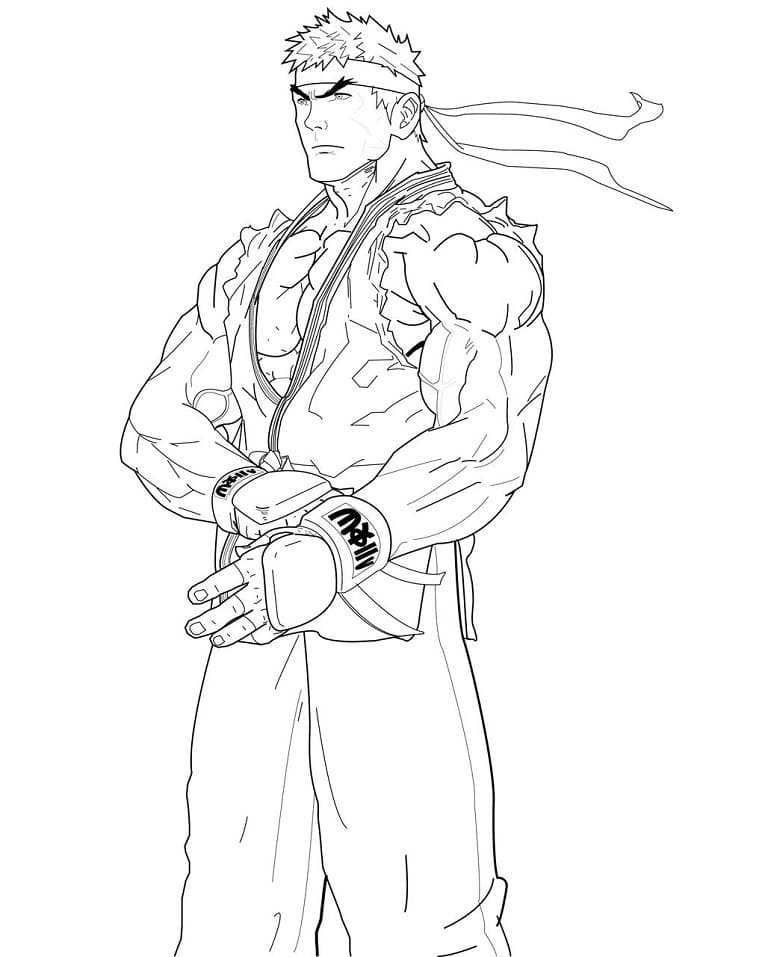 Desenho de Ryu Street Fighter para Colorir