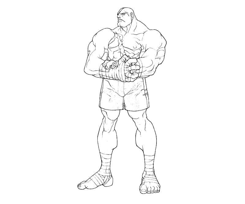 Desenho de Sagat Street Fighter para Colorir