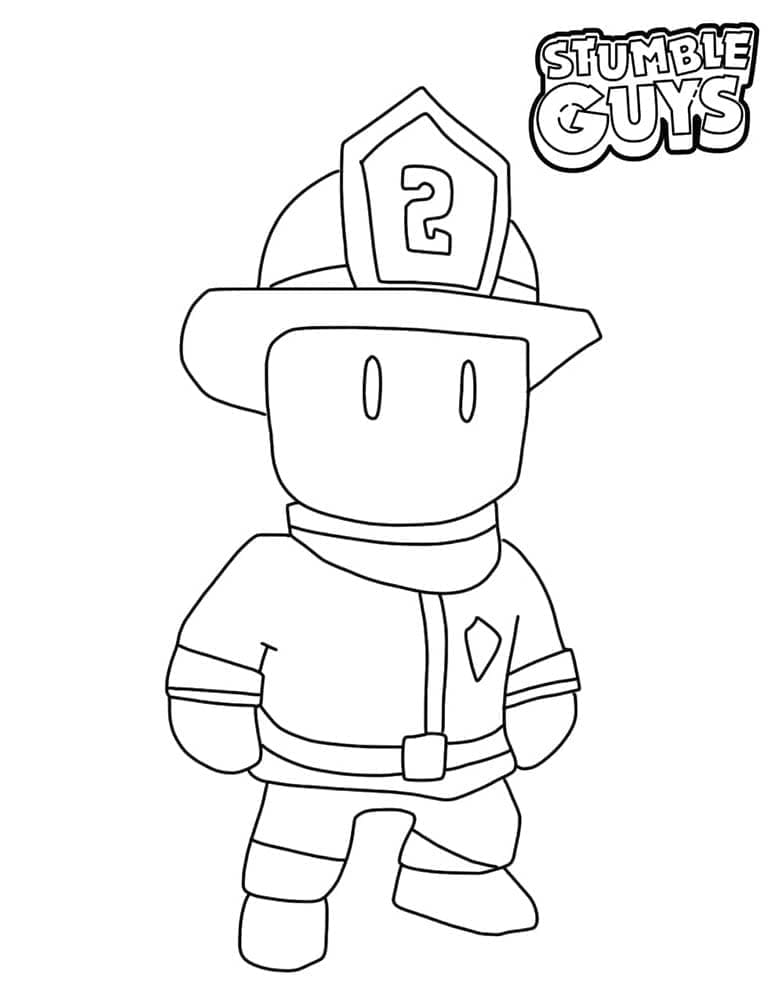 Desenho de Fireman Torch Stumble Guys para Colorir