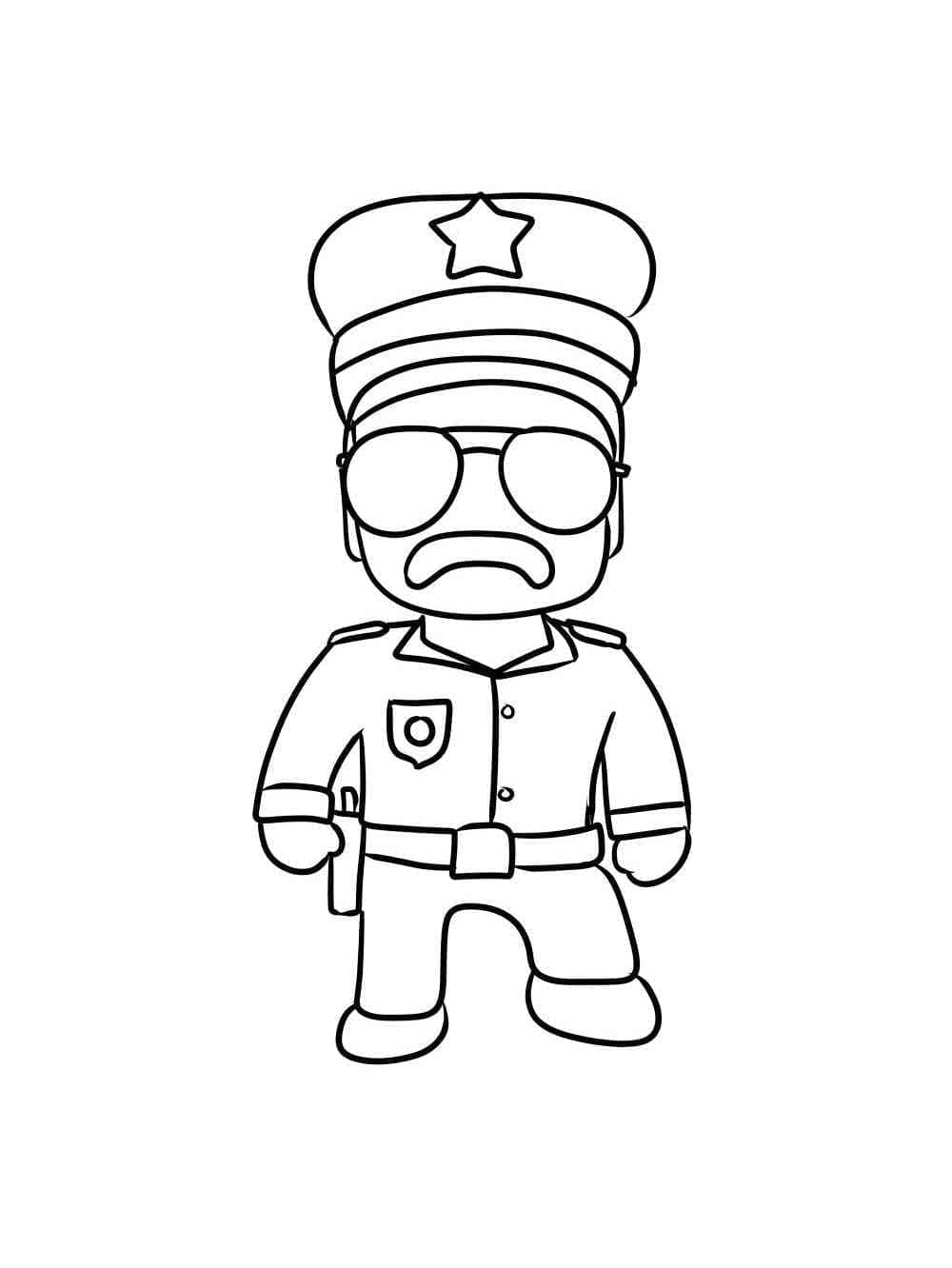 Desenho de Polícia Stumble Guys para Colorir