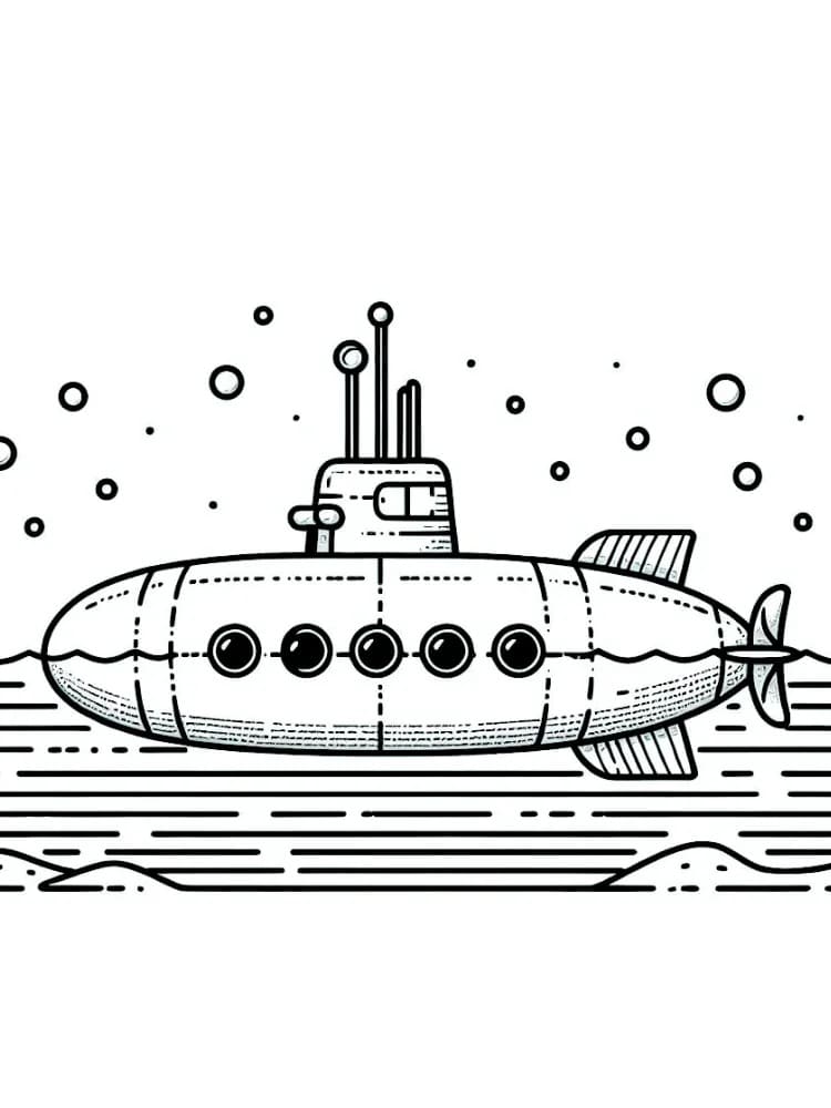 Desenho de Imprimivel Grátis Submarino para Crianças para Colorir