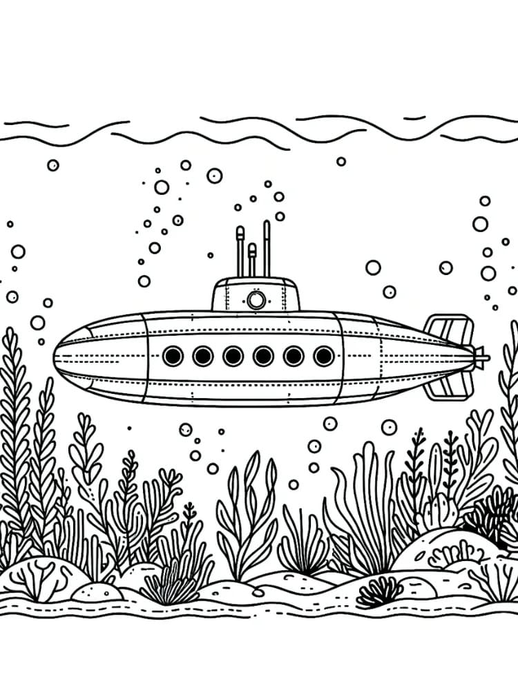 Desenho de Imprimivel Submarino para Crianças para Colorir