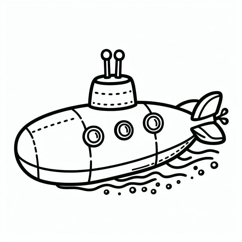 Desenho de Submarino Básico para Colorir