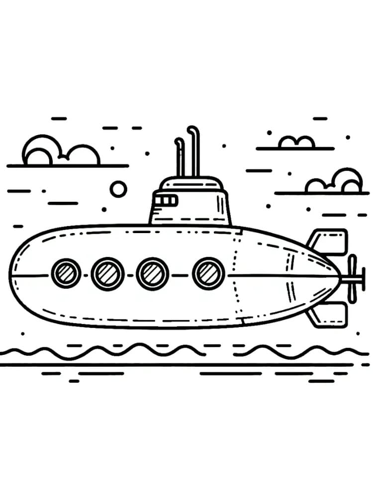 Desenho de Submarino Grátis para Crianças para Colorir