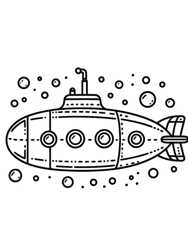 Desenho de Submarino Grátis para Colorir