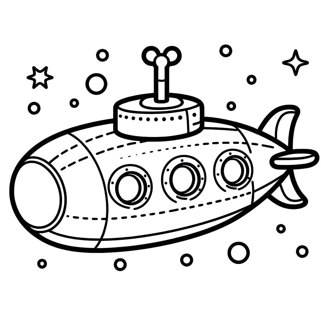 Desenho de Submarino Imprimivel Grátis para Crianças para Colorir