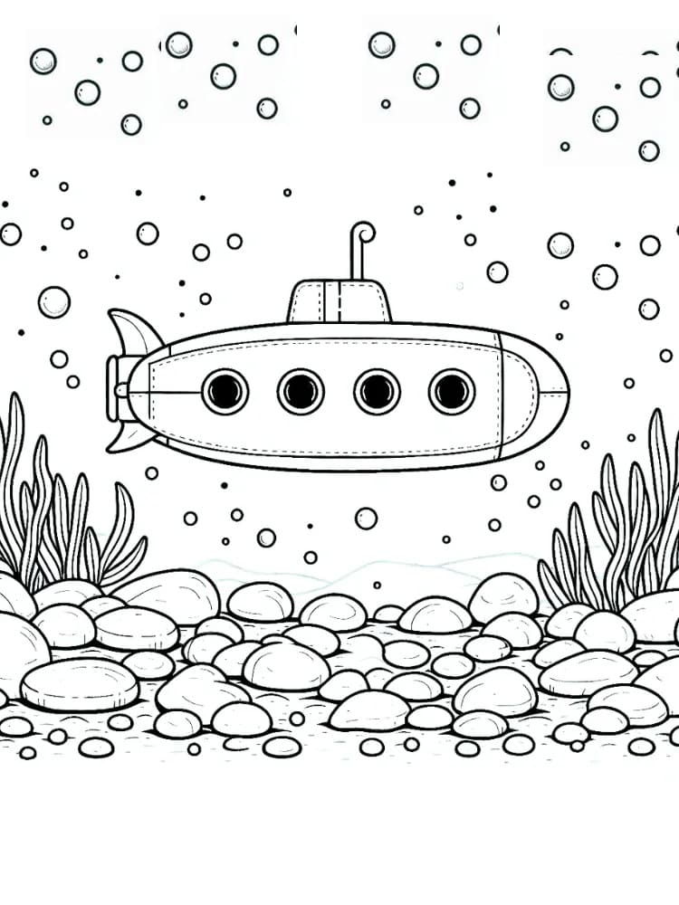 Desenho de Submarino Imprimivel Grátis para Colorir