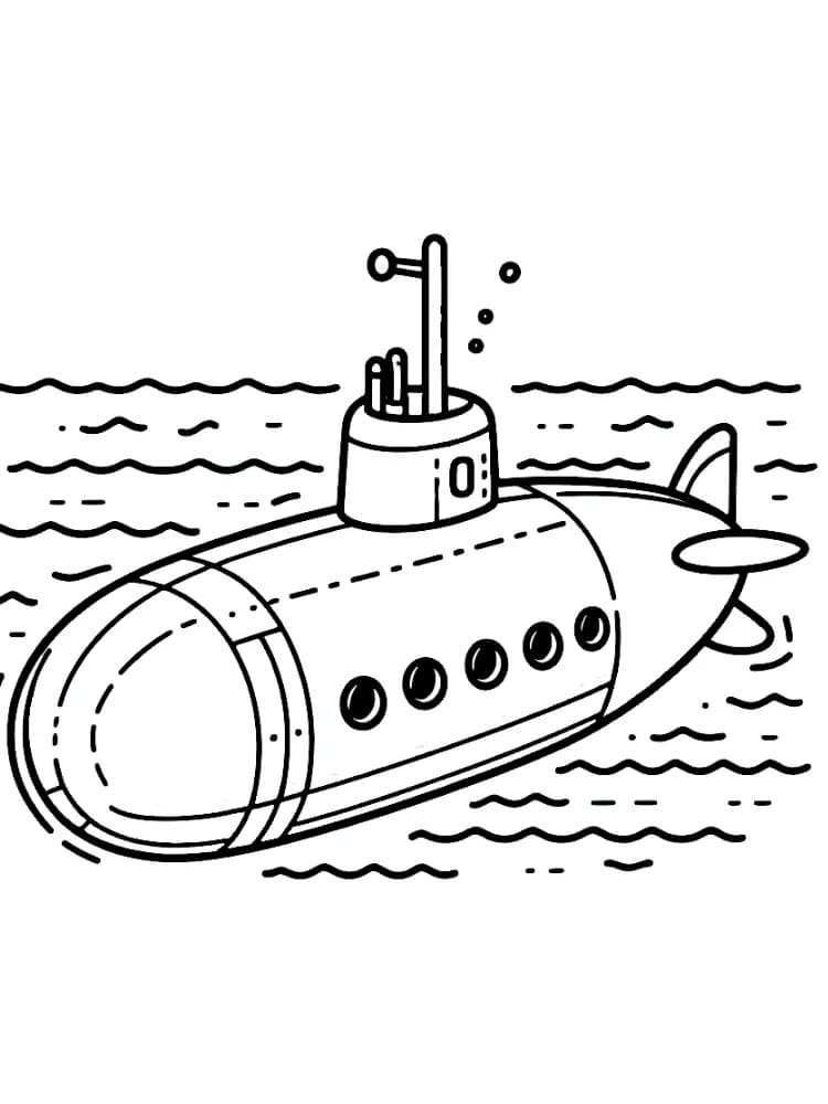 Desenho de Submarino Imprimivel para Crianças para Colorir