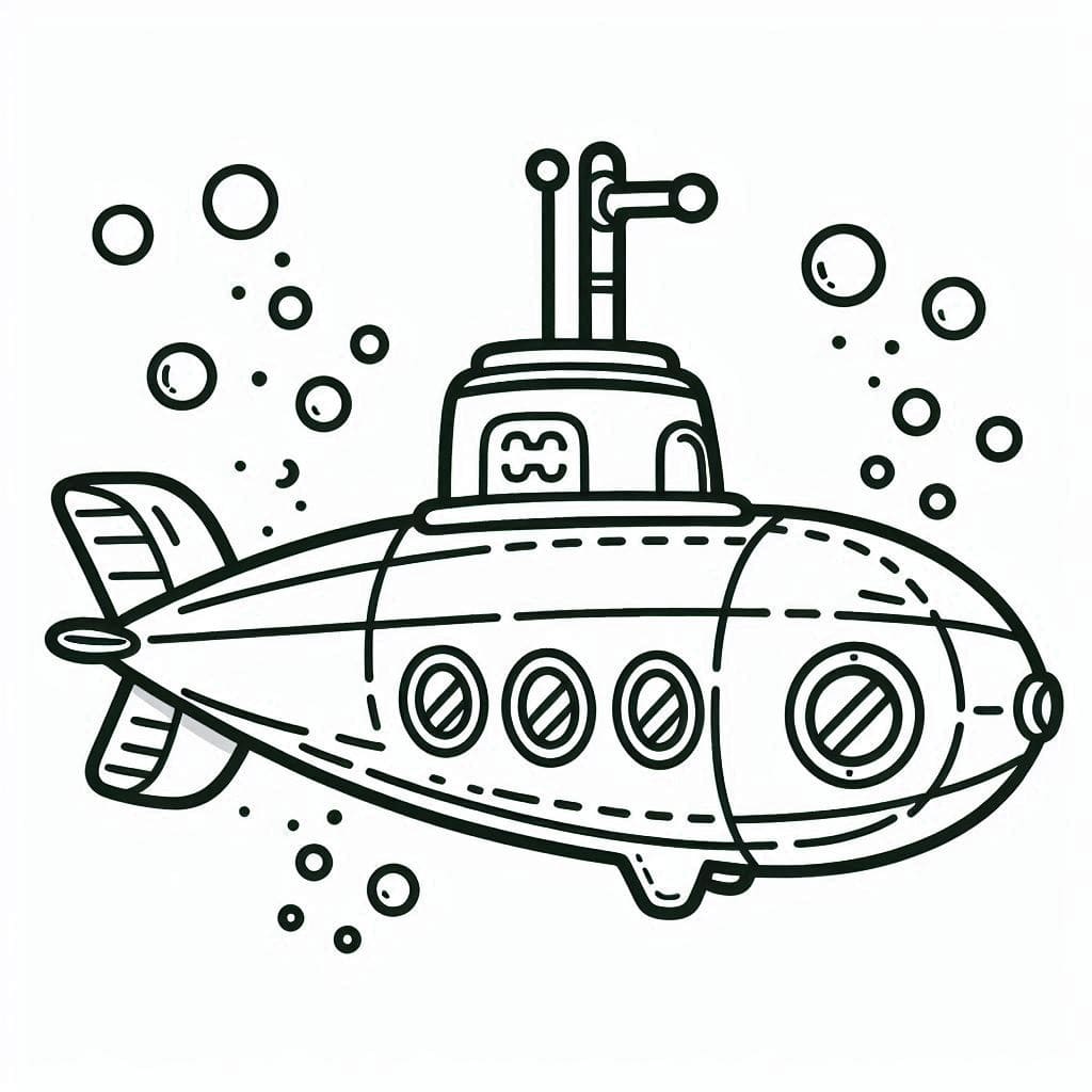 Desenho de Submarino Imprimivel para Colorir