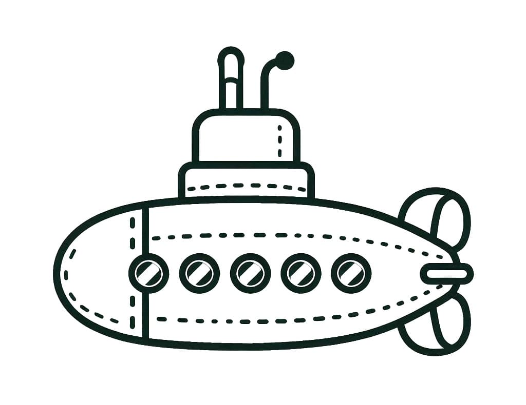 Desenho de Submarino Normal para Colorir