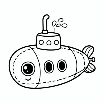 Desenho de Um Submarino Fofo para Colorir