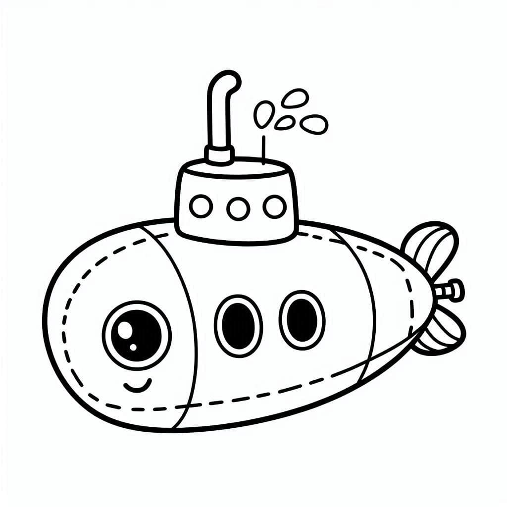 Desenho de um Submarino Fofo para Colorir