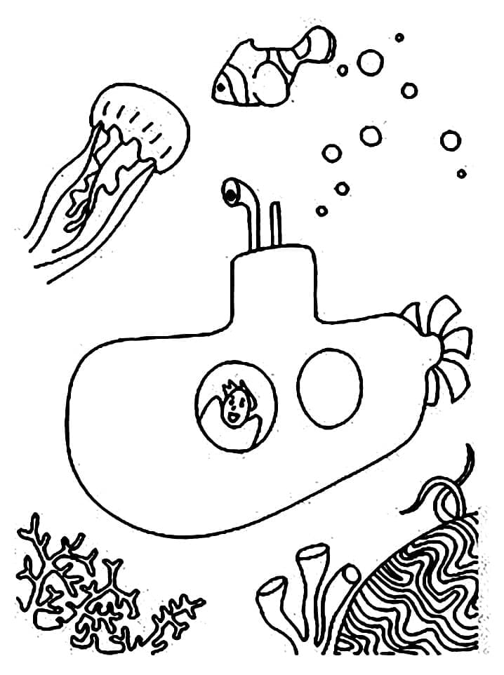 Desenho de Submarino para Crianças para Colorir em Pdf