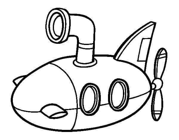 Desenho de Submarino para Desenhar e Colorir Fácil