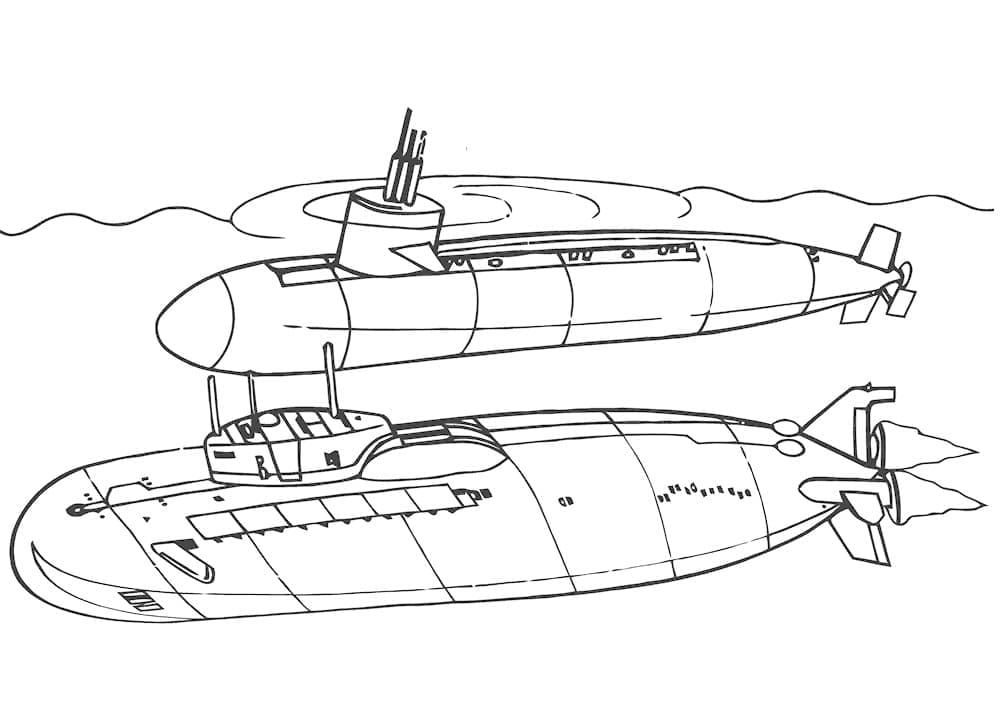 Desenho Dois Submarinos para Colorir