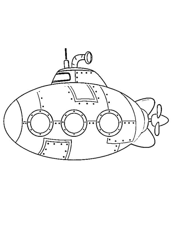 Desenho Imprimivel de Submarino para Colorir em Pdf