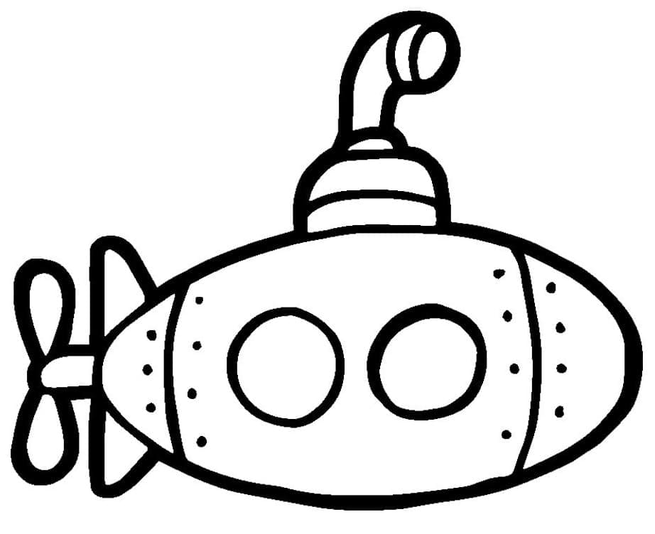 Desenho Submarino Engraçado para Colorir