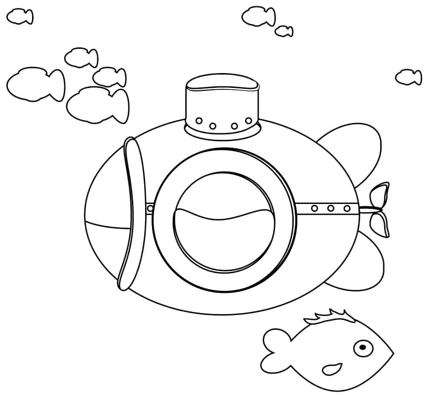 Desenho Submarino Fofo para Colorir