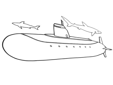 Desenho Submarino Militar para Colorir