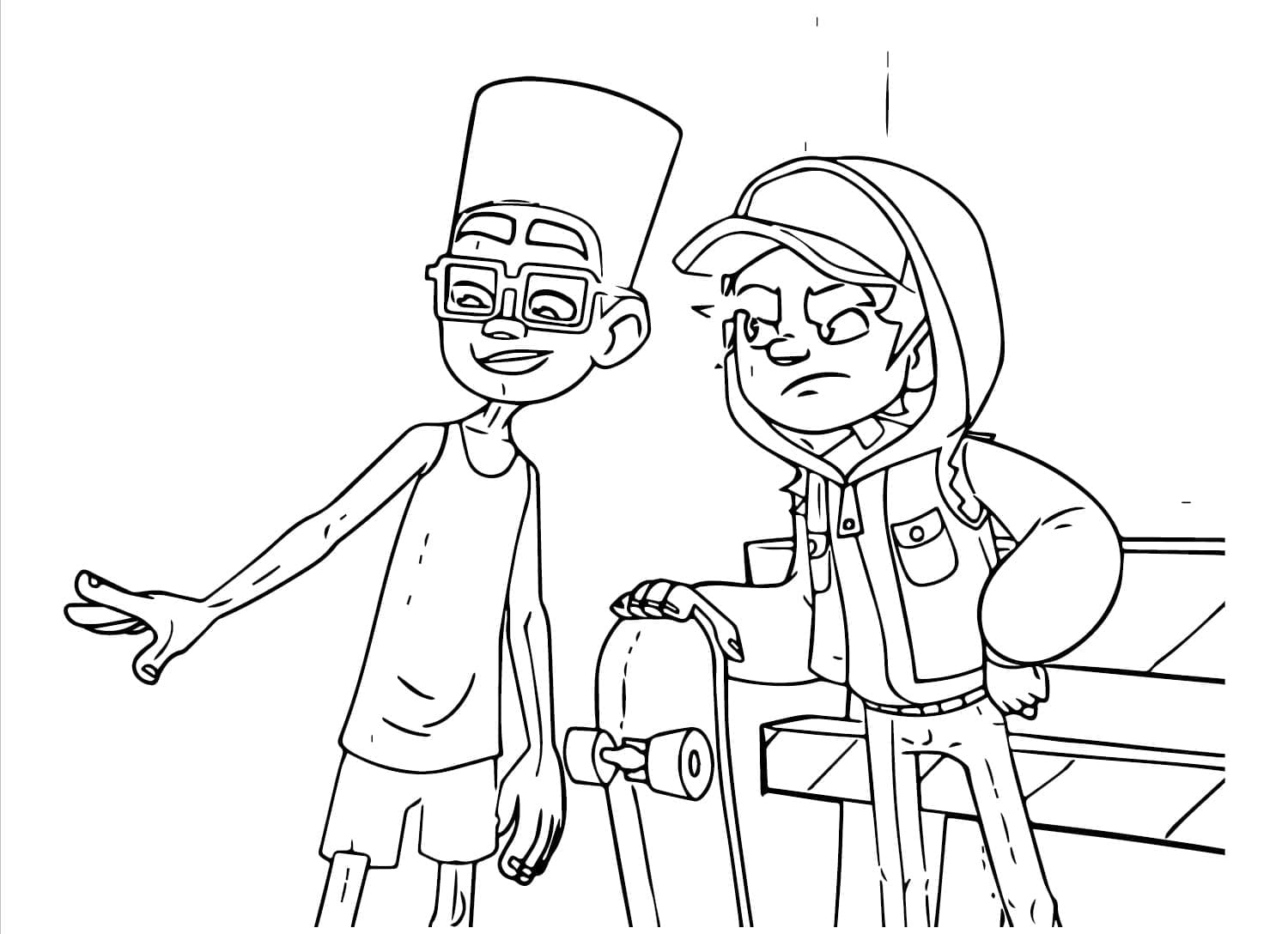 Desenho de Fresh e Jake de Subway Surfers para Colorir