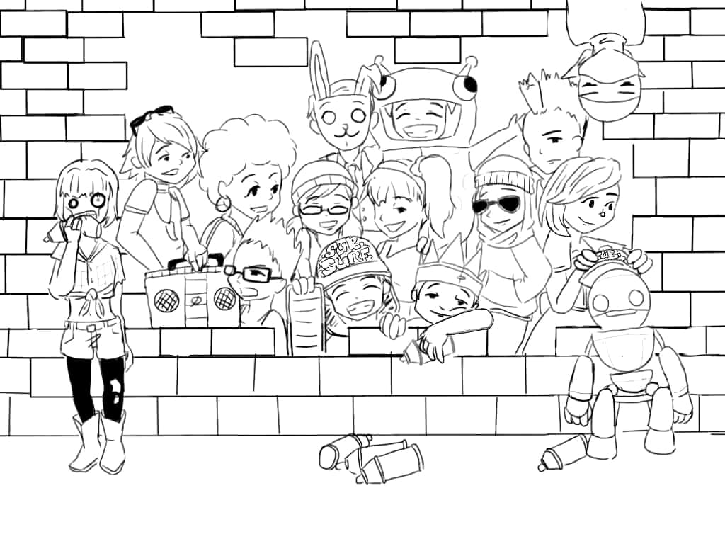 Desenho de Jogo Subway Surfers Imprimivel para Crianças para Colorir